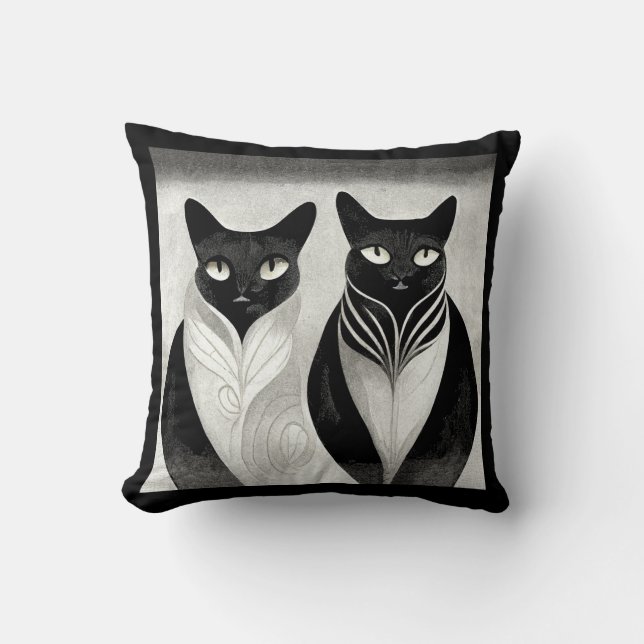 Coussin serene élégant chat frères jetez l'oreiller (Recto)
