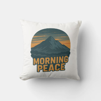 Coussin Serene Mountain Sunrise Retro Emblem