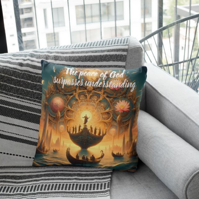 Coussin Serene Voyage : Débarquement en bateau sur l'eau (Créateur téléchargé)