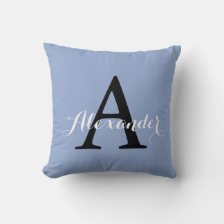 Coussin Sérénité Bleu Bébé Garçon Couleur Solide Monogramm