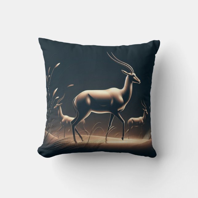 Coussin Sérénité en mouvement Inspiré par l'antilope (Recto)