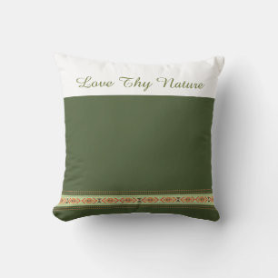 Coussin Sérénité Terrienne : "Aime Ta Nature" Vert Mousse