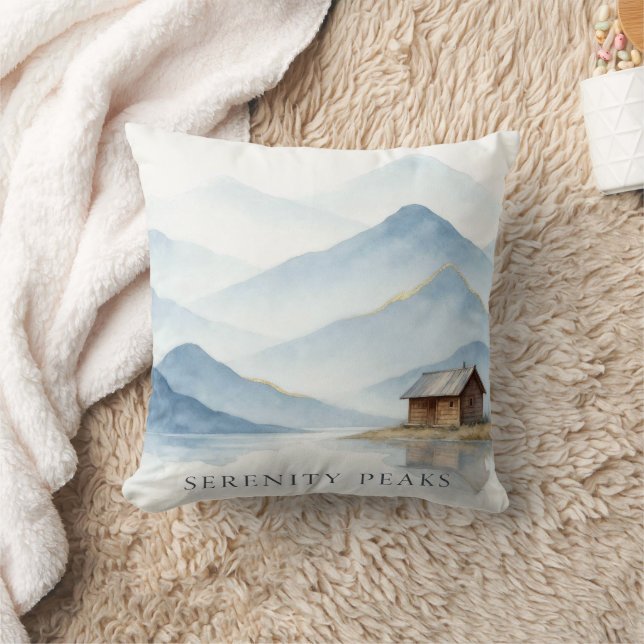 Coussin Serenity Peaks — Minimalist Cabin Landscape Throw  (Couverture)
