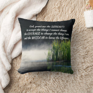 Coussin Serenity Prayer Cattails Dans Mist Inspiration