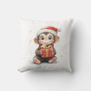 Coussin Série de Noël adorable pour les animaux Bébé singe