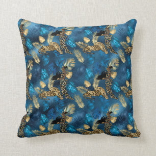 Coussin Série Léopard Bleu et Or Design 6
