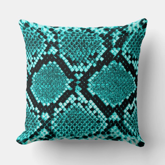 Coussin Serpent à sonnette à sonnette de diamant Aqua (Recto)