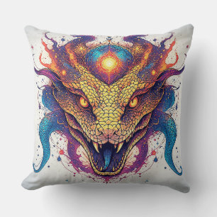 Coussin Serpent Cosmique aux Écailles Brillantes