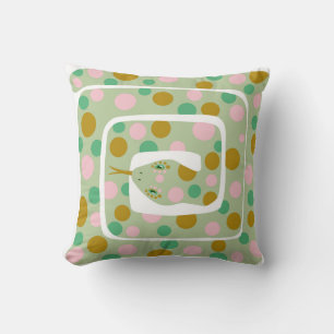 Coussin Serpent rose et vert Abstrait poêlé amusant
