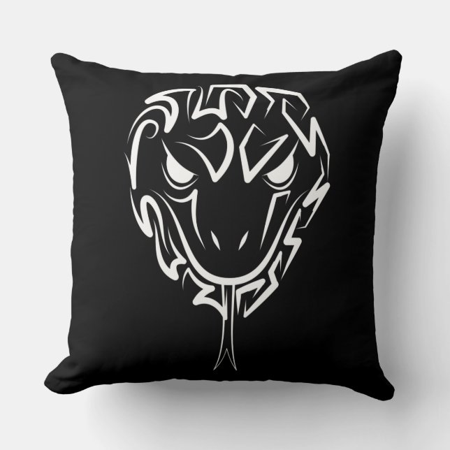 Coussin Serpent tribal noir et blanc (Recto)