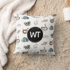 Coussin Serpents colorés Reptile Animal Motif Monogramme
