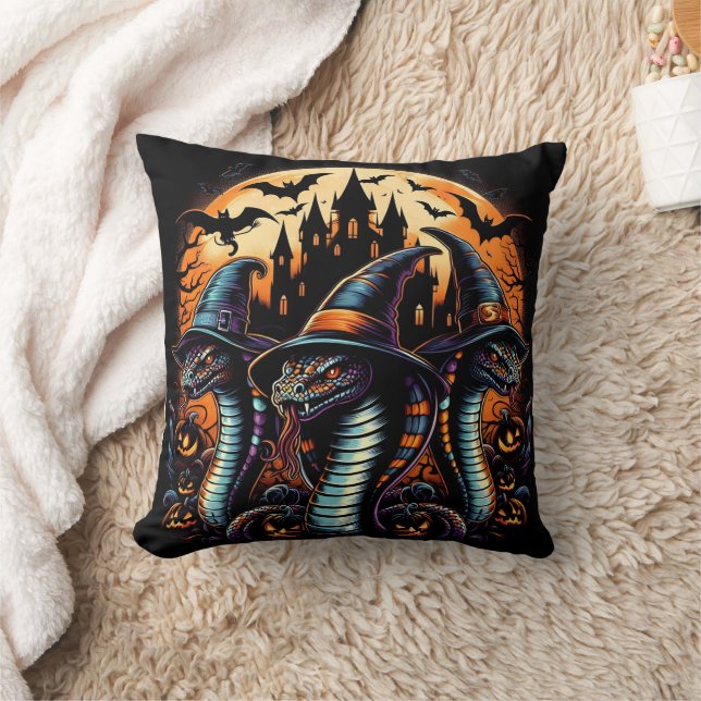 Coussin Serpents d'Halloween en éffrayant temps au crépusc (Couverture)