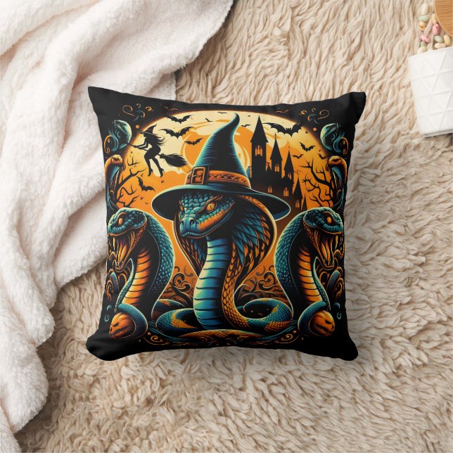 Coussin Serpents d'Halloween enroulés sous le clair de lun (Couverture)
