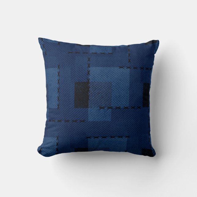 Coussin Serviettes géométriques à texture bleu foncé (Recto)