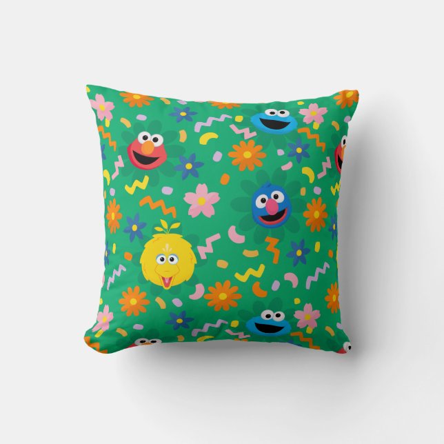 Coussin Sesame Street Green Floral Motif (Recto)