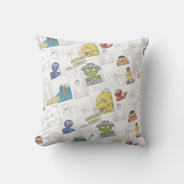 Coussin Sesame StreetVintage Comic Motif (Recto)