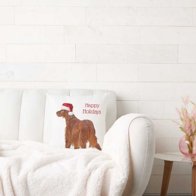 Coussin Setter irlandais avec Casquette du Père Noël (Canapé)