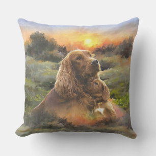 Coussin setter irlandais avec chiot