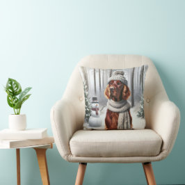 Coussin Setter Irlandais Avec Snowman