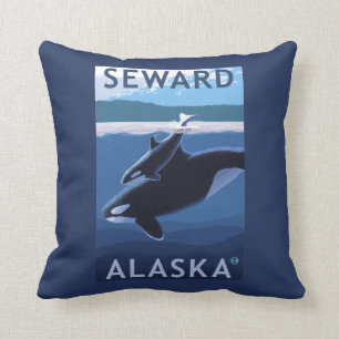 Coussin Seward, AlaskaOrca et scène de veau