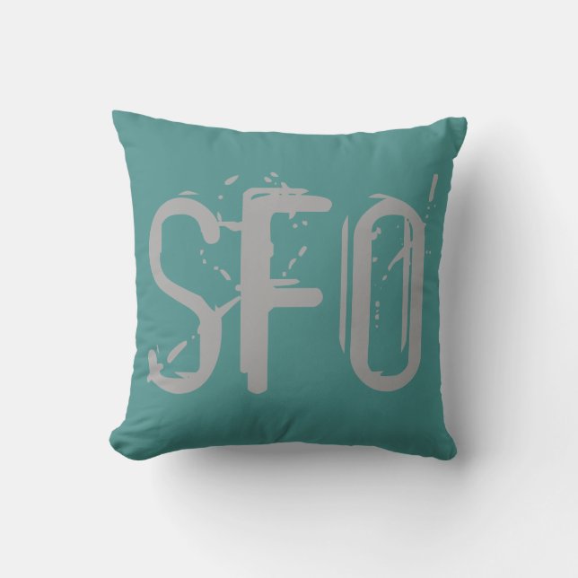 Coussin SFO Airport Grunge Typographie (Recto)