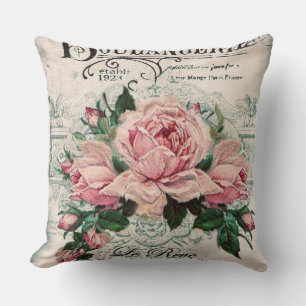 Coussin shabby chic, découpage, victorien, français chic, 