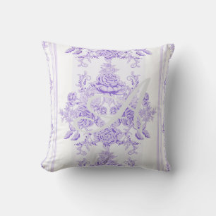 Coussin Shabby chic, lavender, toile, pattern, floral, Vic