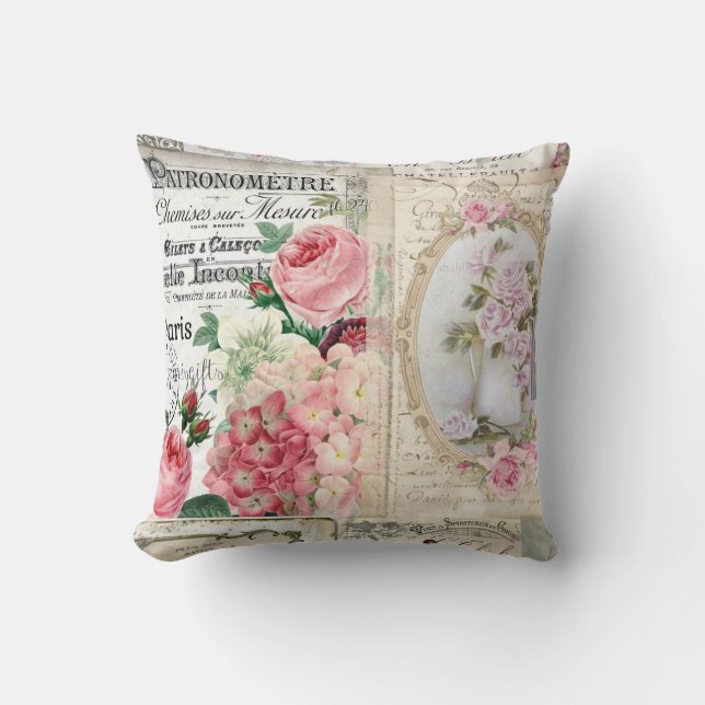 Coussin Shabby collage chic, pays victorien, découpage, b (Recto)