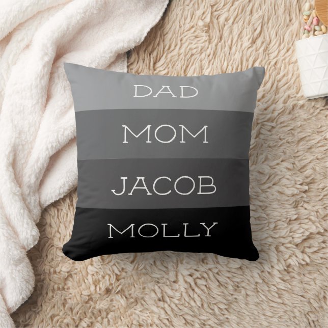 Coussin Shades of Gray Family of Four Names (Couverture)
