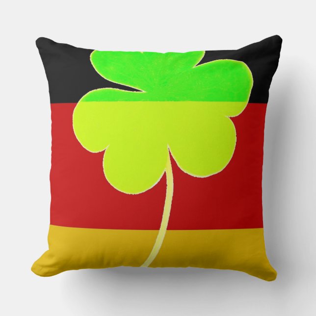 Coussin Shamrock du drapeau irlandais allemand Clover St P (Recto)