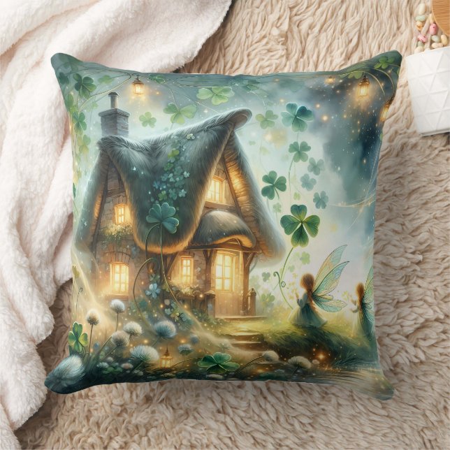 Coussin Shamrock Fairy Cottage Glow (Couverture)