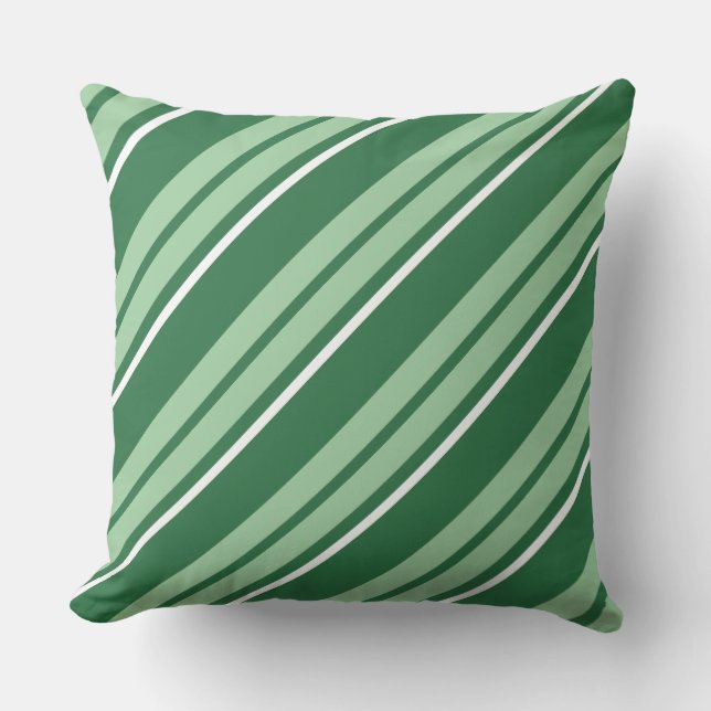 Coussin shamrock foncé et vert clair rayé (Recto)