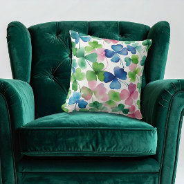 Coussin Shamrock Jour de la Saint Patrick aquarelle