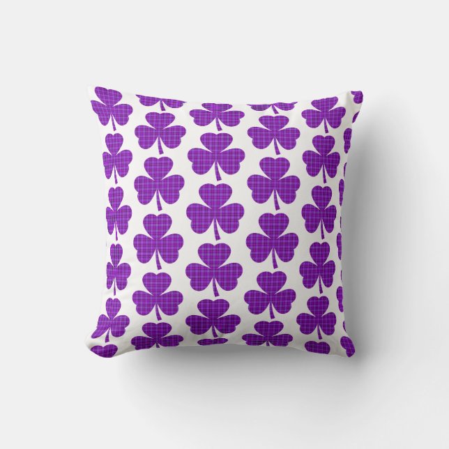 Coussin Shamrock Shape Plaid Purple (Recto)