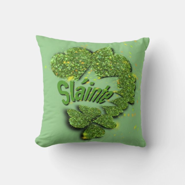 Coussin Shamrocks verts | Coeurs étincelants Shainte (Recto)