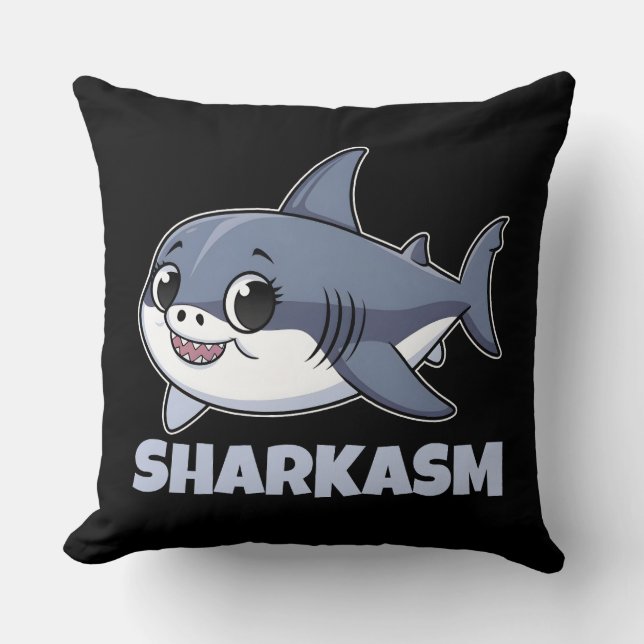 Coussin Sharkasm avec Porbeagle Shark Baby Funny Pun (Recto)