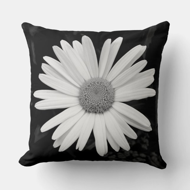 Coussin Shasta Daisy 04 - Noir et Blanc (Recto)