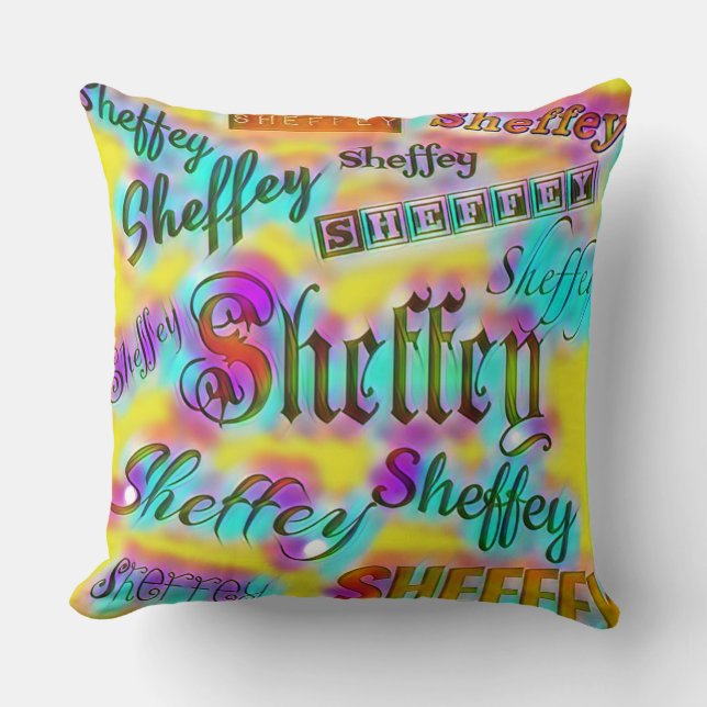 Coussin Sheffey jaune et rose (Recto)