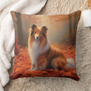 Coussin Shetland Sheepdog en automne Feuilles automne Insp