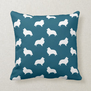 Coussin Shetland Sheepdog Shelhouettes Motif Turquoise