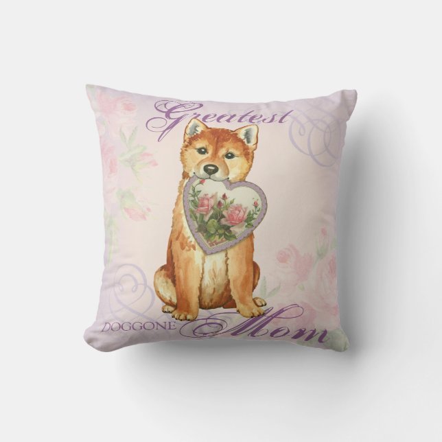 Coussin Shiba Inu Maman du coeur (Recto)