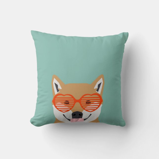 Coussin Shiba Inu verres chien de mignons shiba inu cadeau (Recto)