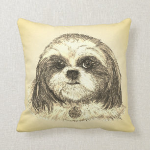 Coussin Shih Tzu à Sepia