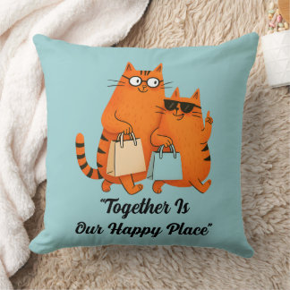 Coussin Shopping Day Cat Love