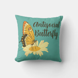 Coussin Shy Introvert esthétique Antisocial Butterfly