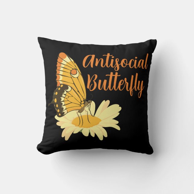 Coussin Shy Introvert esthétique Antisocial Butterfly (Recto)