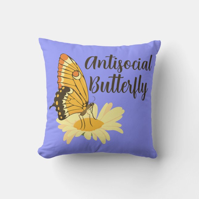 Coussin Shy Introvert esthétique Antisocial Butterfly (Recto)