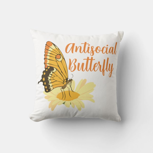 Coussin Shy Introvert esthétique Antisocial Butterfly (Recto)