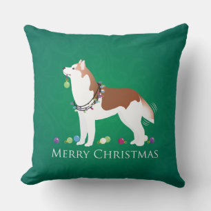Coussin Sibérien Husky - Rouge - Joyeux Noël Design