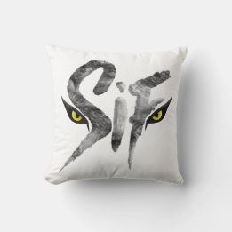 Coussin Sif, la typographie du grand loup gris